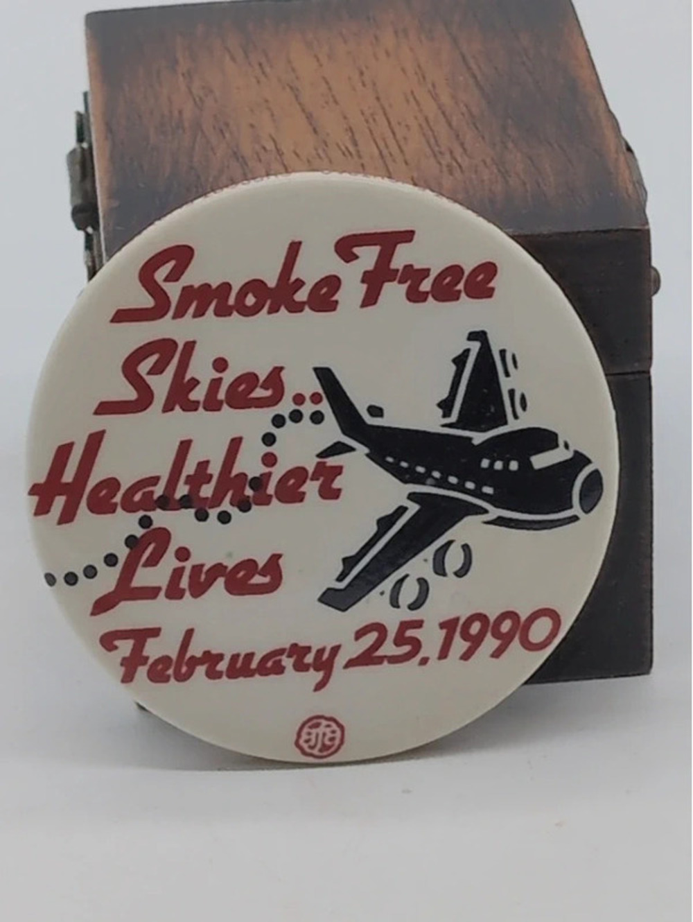 Vintage AFA Flight Attendant Smoke Free Skies Airline Pinback Button 1990